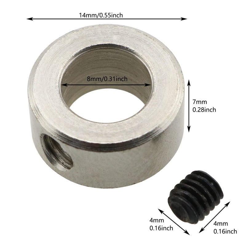 LUORNG Lead Screw Lock 12pcs Stainless Steel T8 8mm Bore Locking Ring Collar with 12pcs M4x4mm Allen Fixing Screws 3D Printer Parts - Image 3